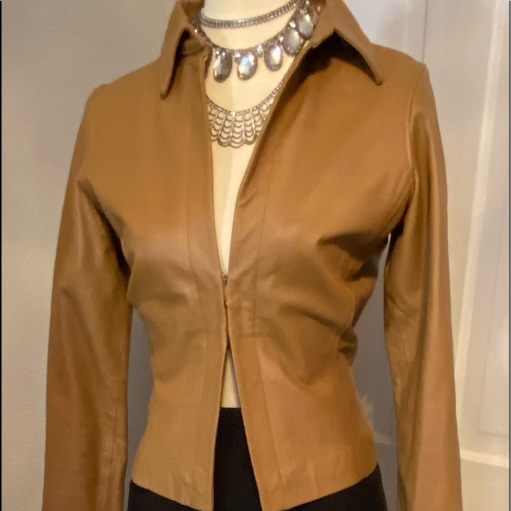 Rampage vintage Womens tan leather blazer size medium
